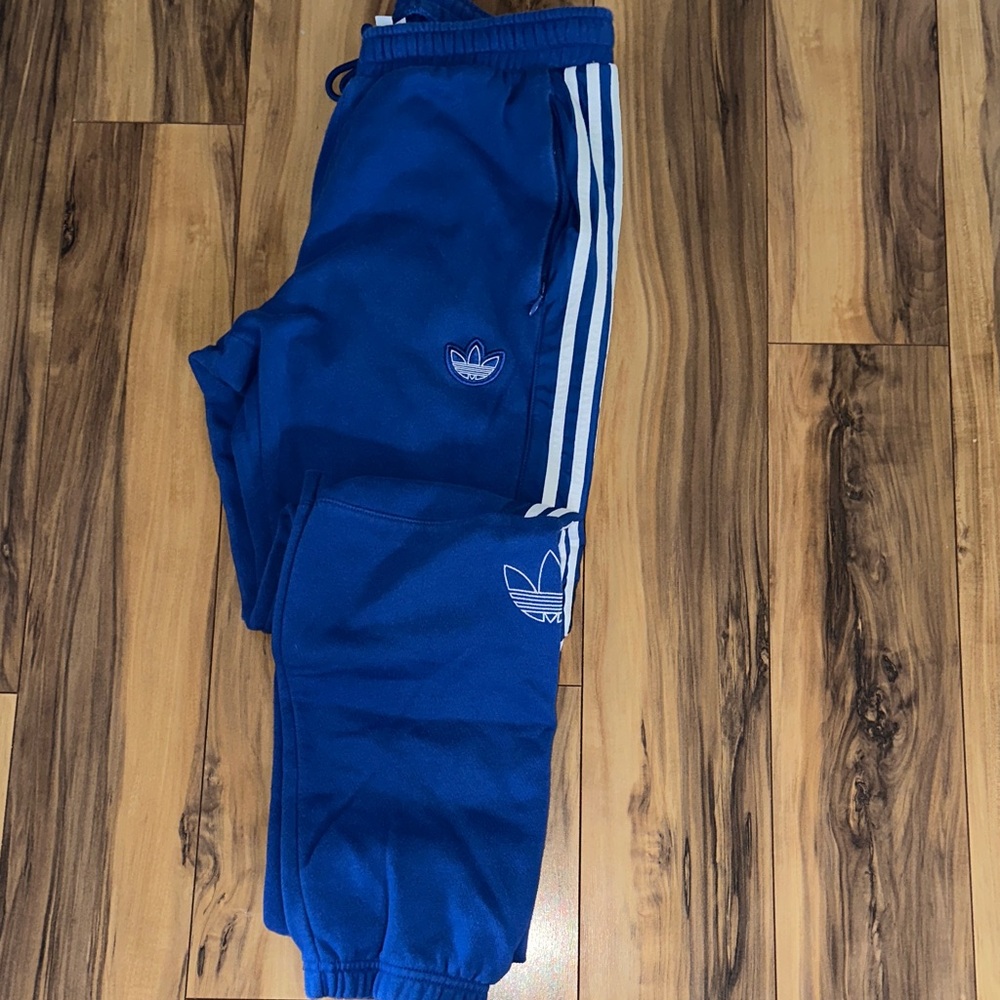 Adidas Royal Blue Joggers with White Stripes